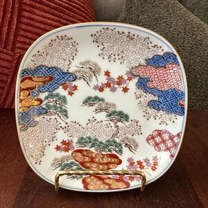 Japanese Porcelain Spring Autumn Cherry Blossom Plate Eclectic Boho Decor